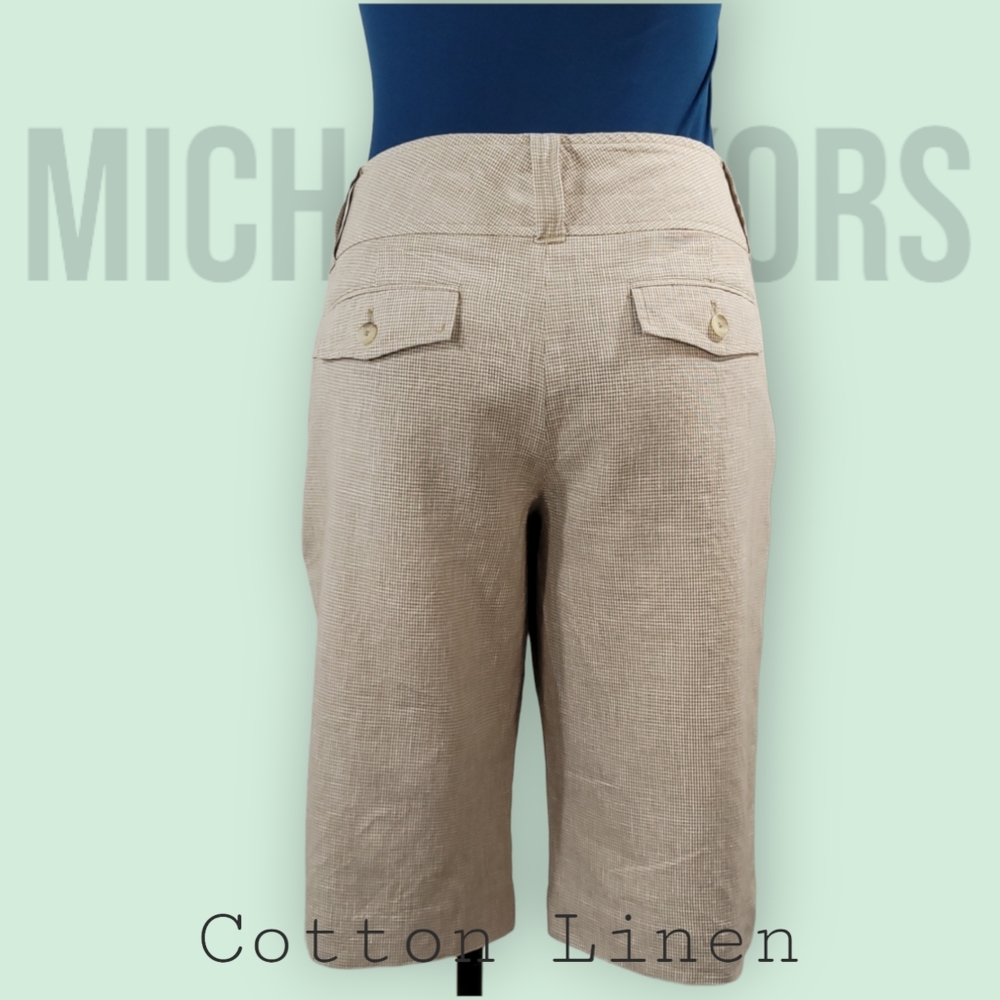 Michael Kors Cotton Linen Houndstooth Tailored Shorts Fully Lined Womens Size 8 - Picture 4 of 10
